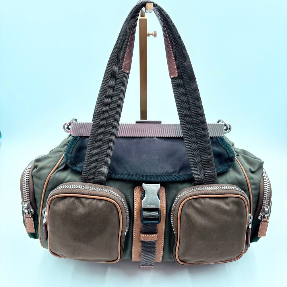 Authentic Prada Tessuto Nylon Cargo Shoulder Bag – Utility Multi Pocket